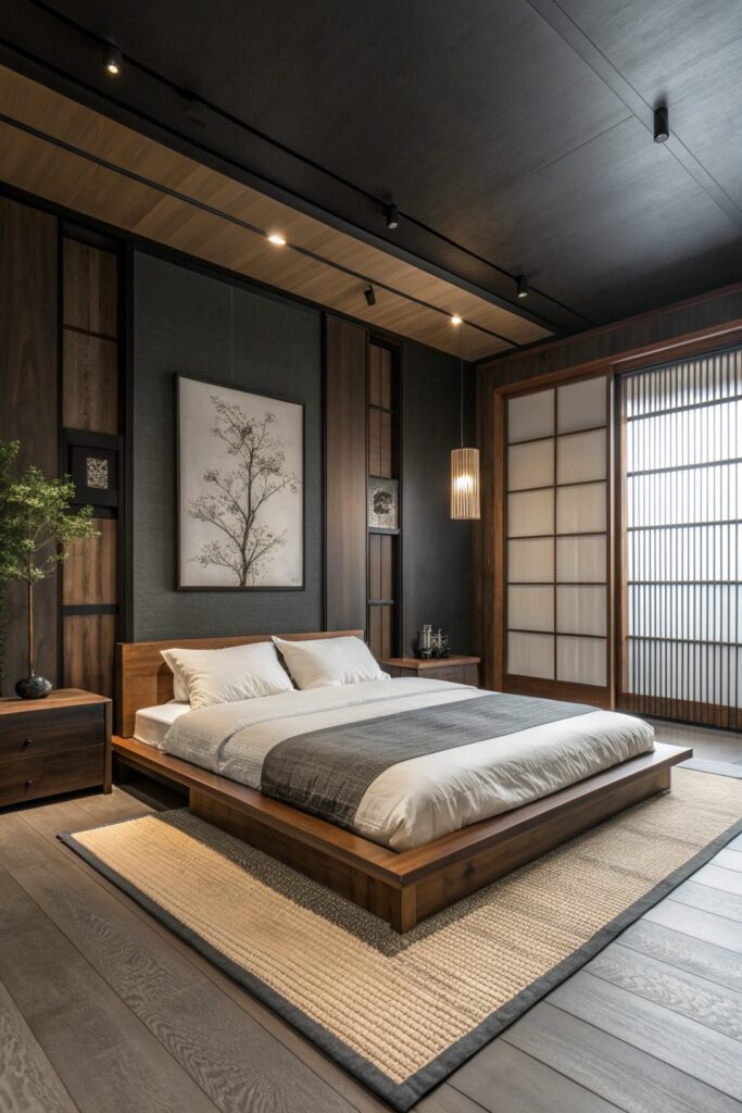 10 Dark Japandi Bedroom Ideas With Warm Contrast