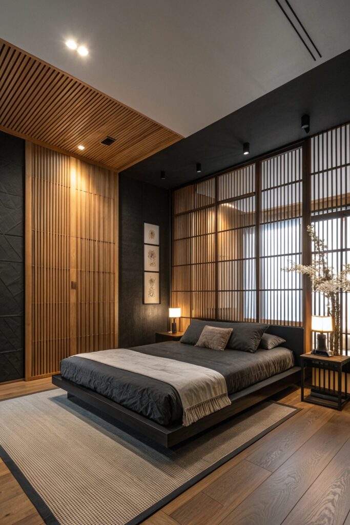 10 Dark Japandi Bedroom Ideas With Warm Contrast