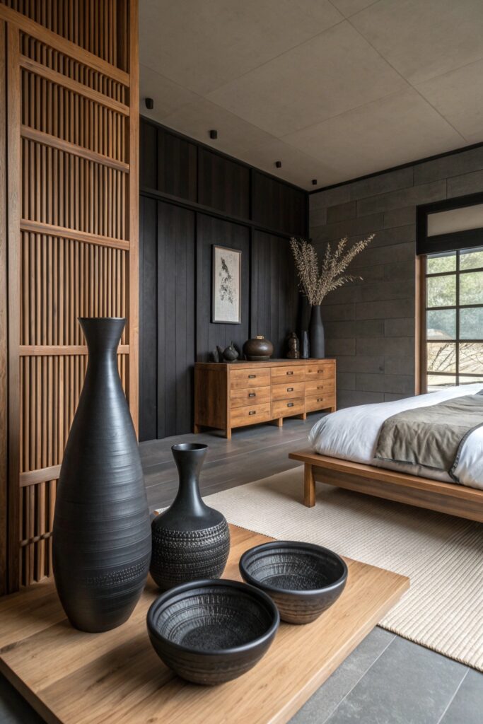 10 Dark Japandi Bedroom Ideas With Warm Contrast