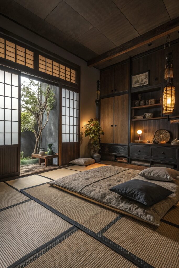 10 Dark Japandi Bedroom Ideas With Warm Contrast