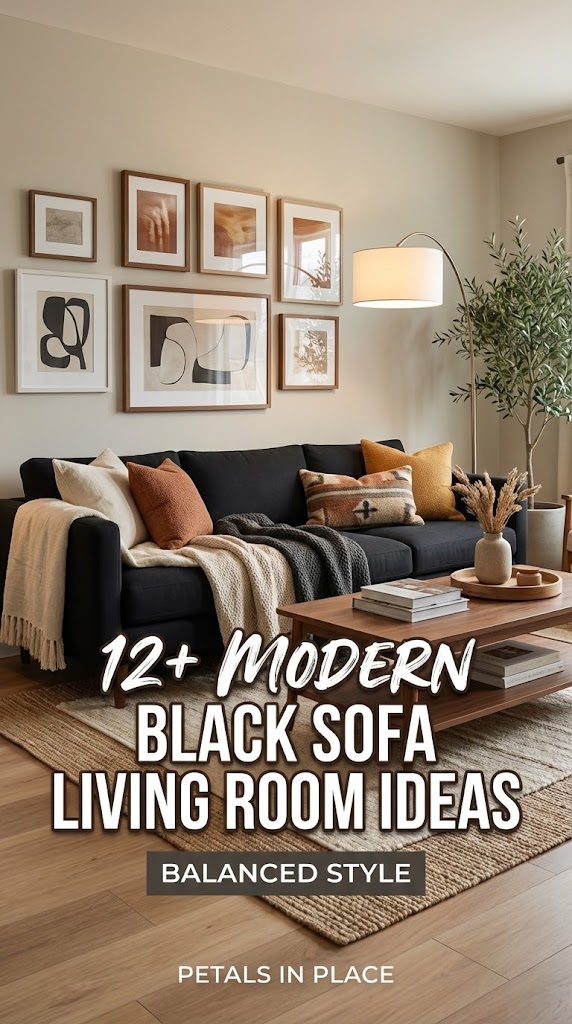 black sofa living room designs